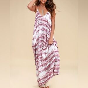 Lulus yours tule mauve tie dye maxi (s/m)